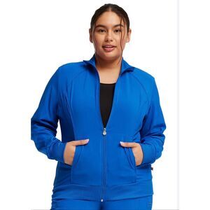 Cherokee Infinity Royal Blue Zip Up Stretch Antimicrobial Scrub Jacket Size L